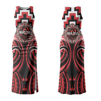 Aotearoa Ngati Toa Personalised Family Matching Tank Maxi Dress and Hawaiian Shirt Maori Iwi Poutama Puhoro Tattoo LT14 Mom's Dress Red - Polynesian Pride