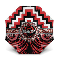 Aotearoa Ngati Toa Umbrella Maori Iwi Poutama Puhoro Tattoo LT14 One Size Folded 11.42 inch Opened Diameter 37.4 inch Red - Polynesian Pride