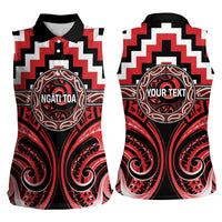 Aotearoa Ngati Toa Personalised Women Sleeveless Polo Shirt Maori Iwi Poutama Puhoro Tattoo LT14 - Polynesian Pride