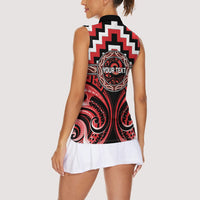 Aotearoa Ngati Toa Personalised Women Sleeveless Polo Shirt Maori Iwi Poutama Puhoro Tattoo LT14 - Polynesian Pride