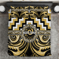 Aotearoa Ngati Tama Bedding Set Maori Iwi Poutama Puhoro Tattoo LT14 Yellow - Polynesian Pride