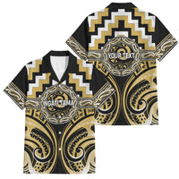 Aotearoa Ngati Tama Personalised Family Matching Off Shoulder Maxi Dress and Hawaiian Shirt Maori Iwi Poutama Puhoro Tattoo LT14 Dad's Shirt - Short Sleeve Yellow - Polynesian Pride