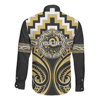 Aotearoa Ngati Tama Personalised Long Sleeve Button Shirt Maori Iwi Poutama Puhoro Tattoo LT14 - Polynesian Pride