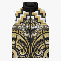 Aotearoa Ngati Tama Personalised Sleeveless Puffer Jacket Maori Iwi Poutama Puhoro Tattoo LT14 Unisex Yellow - Polynesian Pride