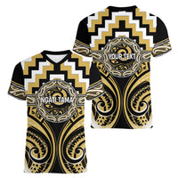 Aotearoa Ngati Tama Personalised Women V-Neck T-Shirt Maori Iwi Poutama Puhoro Tattoo LT14 - Polynesian Pride