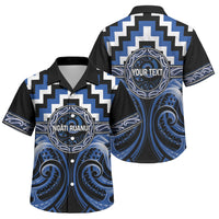 Aotearoa Ngati Ruanui Personalised Family Matching Mermaid Dress and Hawaiian Shirt Maori Iwi Poutama Puhoro Tattoo LT14 Son's Shirt Blue - Polynesian Pride