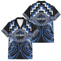 Aotearoa Ngati Ruanui Personalised Family Matching Summer Maxi Dress and Hawaiian Shirt Maori Iwi Poutama Puhoro Tattoo LT14 Dad's Shirt - Short Sleeve Blue - Polynesian Pride