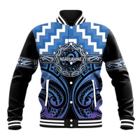 Aotearoa Ngaruahine Personalised Baseball Jacket Maori Iwi Poutama Puhoro Tattoo LT14 Unisex Blue - Polynesian Pride