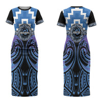 Aotearoa Ngaruahine Personalised Couples Matching Short Sleeve Bodycon Dress and Long Sleeve Button Shirt Maori Iwi Poutama Puhoro Tattoo LT14 - Polynesian Pride