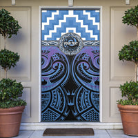 Aotearoa Ngaruahine Personalised Door Cover Maori Iwi Poutama Puhoro Tattoo LT14 Blue - Polynesian Pride