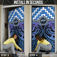 Aotearoa Ngaruahine Personalised Door Cover Maori Iwi Poutama Puhoro Tattoo LT14 - Polynesian Pride