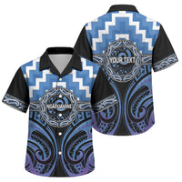 Aotearoa Ngaruahine Personalised Family Matching Off The Shoulder Long Sleeve Dress and Hawaiian Shirt Maori Iwi Poutama Puhoro Tattoo LT14 Son's Shirt Blue - Polynesian Pride