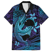 Nukuoro Atoll Family Matching Tank Maxi Dress and Hawaiian Shirt Polynesian Shark Tattoo Purple Gradient Vibes