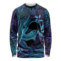 Nukuoro Atoll Long Sleeve Shirt Polynesian Shark Tattoo Purple Gradient Vibes