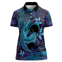 Nukuoro Atoll Women Polo Shirt Polynesian Shark Tattoo Purple Gradient Vibes
