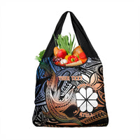 Personalised Kwajalein Atoll Grocery Bag Polynesian Shark Tattoo Gradient Vibes