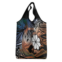 Personalised Kwajalein Atoll Grocery Bag Polynesian Shark Tattoo Gradient Vibes