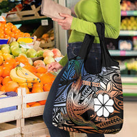 Personalised Kwajalein Atoll Grocery Bag Polynesian Shark Tattoo Gradient Vibes