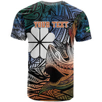Personalised Kwajalein Atoll T Shirt Polynesian Shark Tattoo Gradient Vibes