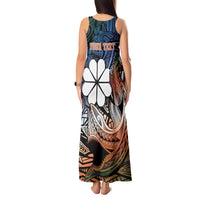 Personalised Kwajalein Atoll Tank Maxi Dress Polynesian Shark Tattoo Gradient Vibes