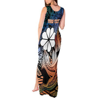 Personalised Kwajalein Atoll Tank Maxi Dress Polynesian Shark Tattoo Gradient Vibes