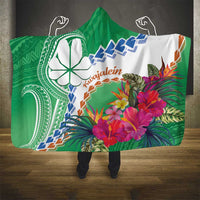 Marshall Islands Kwajalein Atoll Hooded Blanket Curves Polynesian Mix Tropical Flowers