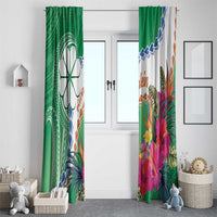 Marshall Islands Kwajalein Atoll Window Curtain Curves Polynesian Mix Tropical Flowers