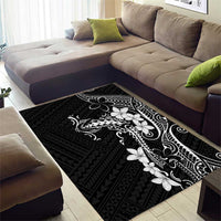 Black Hawaii Area Rug Hammerhead Shark Tattoo Curve Polynesian - Polynesian Pride