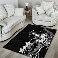Black Hawaii Area Rug Hammerhead Shark Tattoo Curve Polynesian - Polynesian Pride