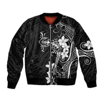 Black Hawaii Bomber Jacket Hammerhead Shark Tattoo Curve Polynesian - Polynesian Pride