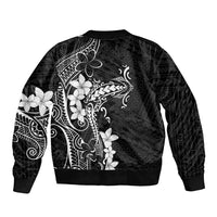 Black Hawaii Bomber Jacket Hammerhead Shark Tattoo Curve Polynesian - Polynesian Pride