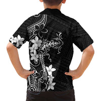 Black Hawaii Family Matching Off Shoulder Maxi Dress and Hawaiian Shirt Hammerhead Shark Tattoo Curve Polynesian - Polynesian Pride