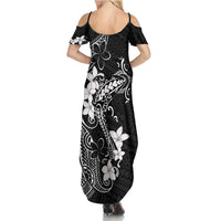 Black Hawaii Family Matching Summer Maxi Dress and Hawaiian Shirt Hammerhead Shark Tattoo Curve Polynesian - Polynesian Pride