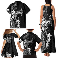 Black Hawaii Family Matching Tank Maxi Dress and Hawaiian Shirt Hammerhead Shark Tattoo Curve Polynesian - Polynesian Pride