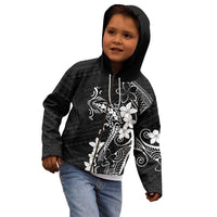 Black Hawaii Kid Hoodie Hammerhead Shark Tattoo Curve Polynesian - Polynesian Pride