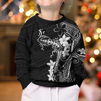 Black Hawaii Kid Ugly Christmas Sweater Hammerhead Shark Tattoo Curve Polynesian - Polynesian Pride