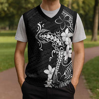 Black Hawaii Christmas Knitted V-Neck Vest Hammerhead Shark Tattoo Curve Polynesian - Polynesian Pride