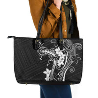 Black Hawaii Leather Tote Bag Hammerhead Shark Tattoo Curve Polynesian LT14 - Polynesian Pride