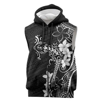 Black Hawaii Sleeveless Zip Hoodie Hammerhead Shark Tattoo Curve Polynesian LT14 Black - Polynesian Pride