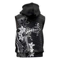 Black Hawaii Sleeveless Zip Hoodie Hammerhead Shark Tattoo Curve Polynesian LT14 - Polynesian Pride