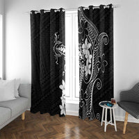 Black Hawaii Window Curtain Hammerhead Shark Tattoo Curve Polynesian LT14 With Grommets Black - Polynesian Pride