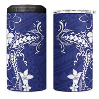 Blue Hawaii 4 in 1 Can Cooler Tumbler Hammerhead Shark Tattoo Curve Polynesian - Polynesian Pride