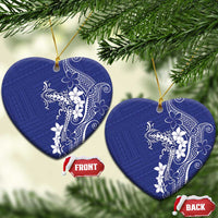 Blue Hawaii Ceramic Ornament Hammerhead Shark Tattoo Curve Polynesian - Polynesian Pride