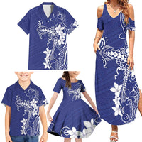 Blue Hawaii Family Matching Summer Maxi Dress and Hawaiian Shirt Hammerhead Shark Tattoo Curve Polynesian - Polynesian Pride