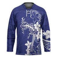 Blue Hawaii Hockey Jersey Hammerhead Shark Tattoo Curve Polynesian LT14 Unisex Blue - Polynesian Pride