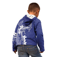 Blue Hawaii Kid Hoodie Hammerhead Shark Tattoo Curve Polynesian - Polynesian Pride