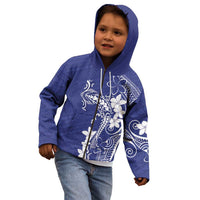 Blue Hawaii Kid Hoodie Hammerhead Shark Tattoo Curve Polynesian - Polynesian Pride