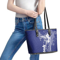Blue Hawaii Leather Tote Bag Hammerhead Shark Tattoo Curve Polynesian LT14 - Polynesian Pride
