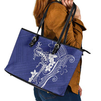 Blue Hawaii Leather Tote Bag Hammerhead Shark Tattoo Curve Polynesian LT14 - Polynesian Pride