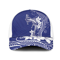 Blue Hawaii Mesh Trucker Cap Hammerhead Shark Tattoo Curve Polynesian - Polynesian Pride